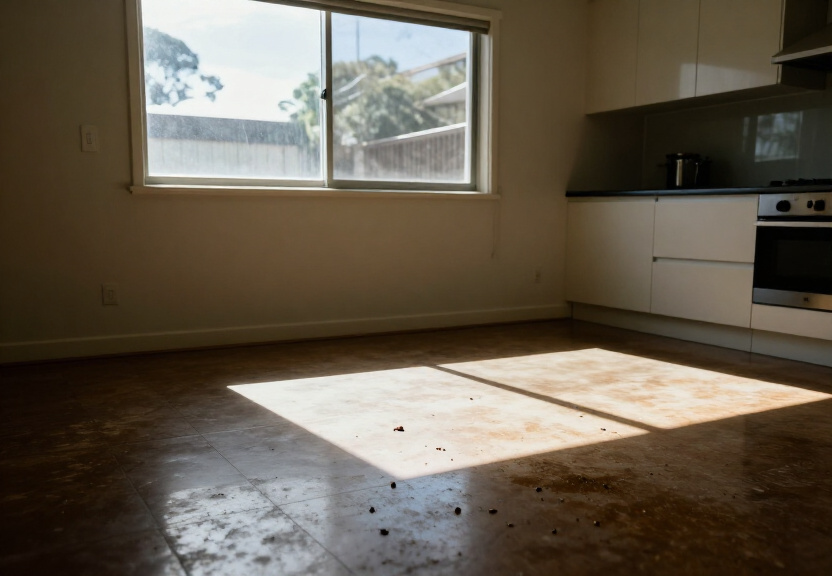 Rodent infestation in a Camperdown student housing kitchen before treatment
